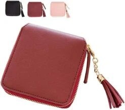 Leway Brieftasche Schwarzes Portemonnaie Damen Klein Leder, Damen Portemonnaie Klein, Portemonnaie Klein, Leder Damen Portemonnaie, Sehr Schöne Farbe Mit Mehreren Fächern