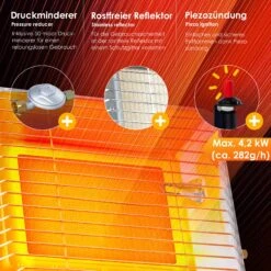KESSER® Gasheizer Heizstrahler Gas Aufsatz Strahler Inkl. Piezo Zündung Schlauch & Regler Flaschenhalterung Gasheizstrahler Aufsatzheizstrahler Betrieben Mit Propan - Gas Für 5 Kg Oder 11 Kg Flaschen -Tefal Shop 8600364700 24372 prod 005