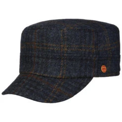 Shetland Wool Check Armycap By Mayser -Tefal Shop Shetland Wool Check Armycap by Mayser blau.63492 rf2