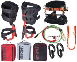 Treeup Starterset Profi Steigeisen Klettergurt Sicherungsseil Transportrucksack