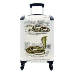 MuchoWow Handgepäckkoffer Schlange - Jahrgang - Reptilien, 4 Rollen, Reisetasche Mit Rollen, Handgepäck Für Ferien, Trolley, Reisekoffer