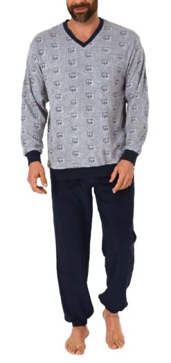Normann Pyjama Herren Frottee Pyjama Lang Mit Bündchen - Auch In Übergrössen Bis Gr. 70 - 291 101 93 454