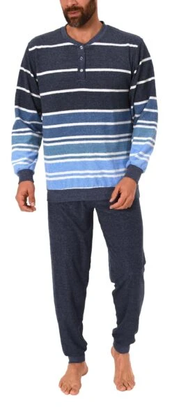 Normann Pyjama Edler Herren Frottee Pyjama Mit Bündchen Und Knopfleiste Am Hals - Auch In Übergrössen
