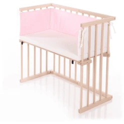 Dreamgood Beistellbett Natur Inkl. Matratze Prime Und Nestchen Rose / Weiß