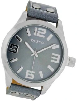 OOZOO Quarzuhr Oozoo Leder Damen Uhr C1060 Analog, (Analoguhr), Damenuhr Mit Lederarmband, Rundes Gehäuse, Extra Groß (ca. 46mm), Fashion-Style