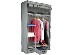 PEARL Stoffschrank:2-türiger Faltschrank Mit 6 Fächern Und 3 Schubfächern, 131-teilig