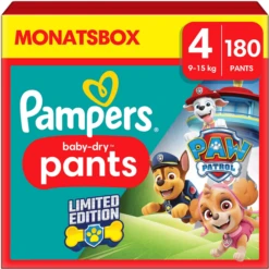 Pampers® Pampers Baby-Dry Pants Paw Patrol, Gr. 4 Maxi, 9-15kg, Monatsbox (1 X 180 Windeln)