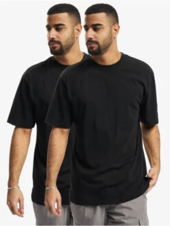 URBAN CLASSICS Herren T-Shirt Tall 2-Pack In Schwarz